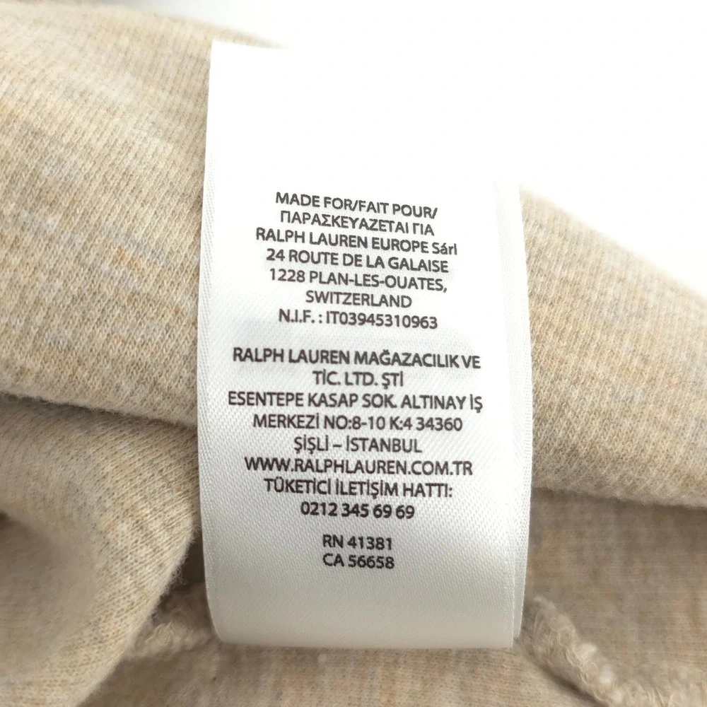 Polo Ralph Lauren Mens Quarter Zip Pullover XXL Beige Cotton Sweater Pony Logo